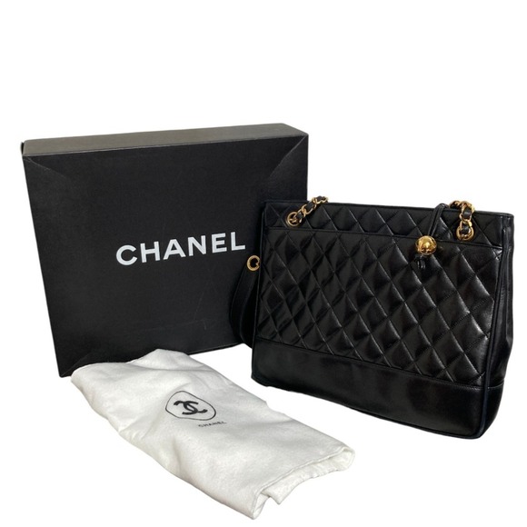 CHANEL Handbags - CHANEL Matelassé Lambskin Chain Shoulder Bag Tote Black Women's